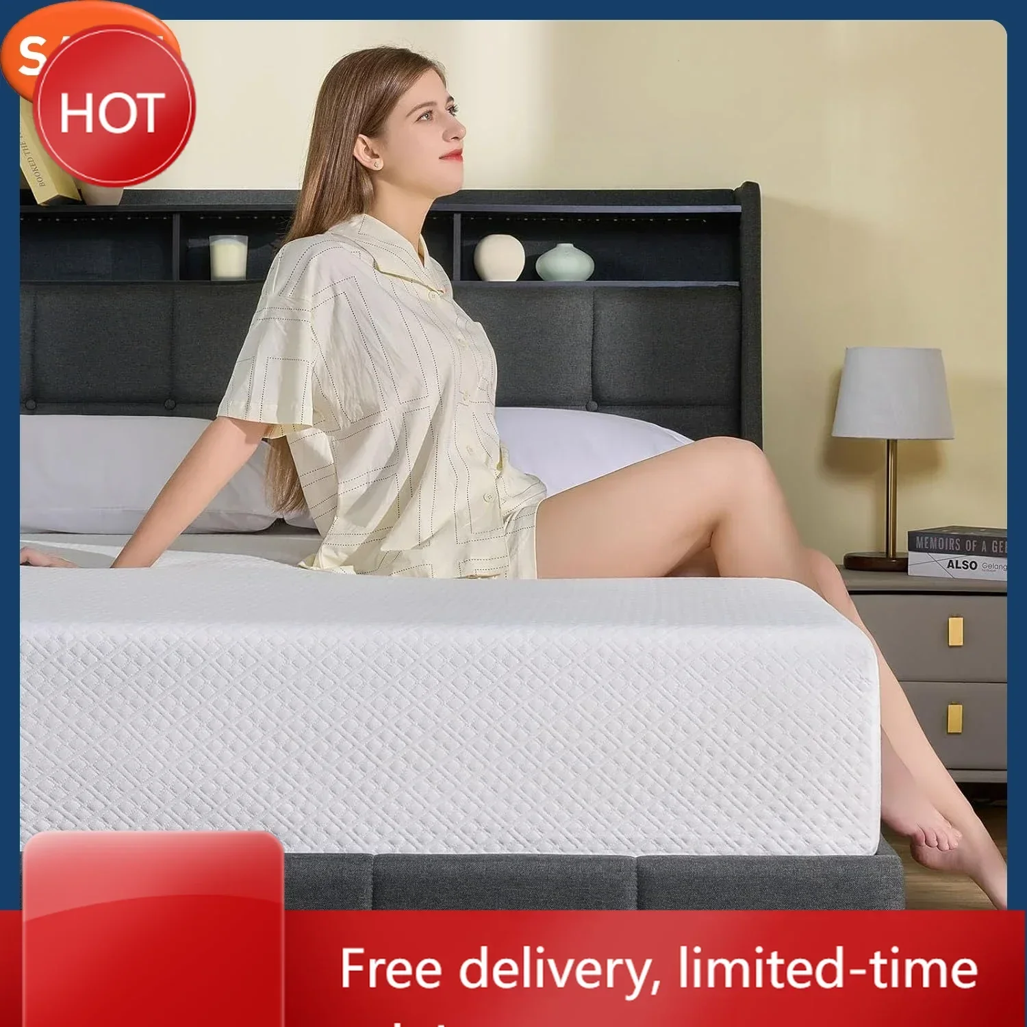 Queen Size Mattress, 10 Inch Gel Memory Foam Mattress in a Box, Fiberglass Free, Breathable Mattress for Cooler Sleep Supportive