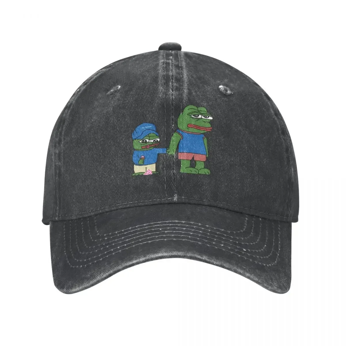 PepeTheFrog and Pepe The Helper Brother Apu Apustaja with ice cream holding hands HD HIGH QUALITY Baseball Cap