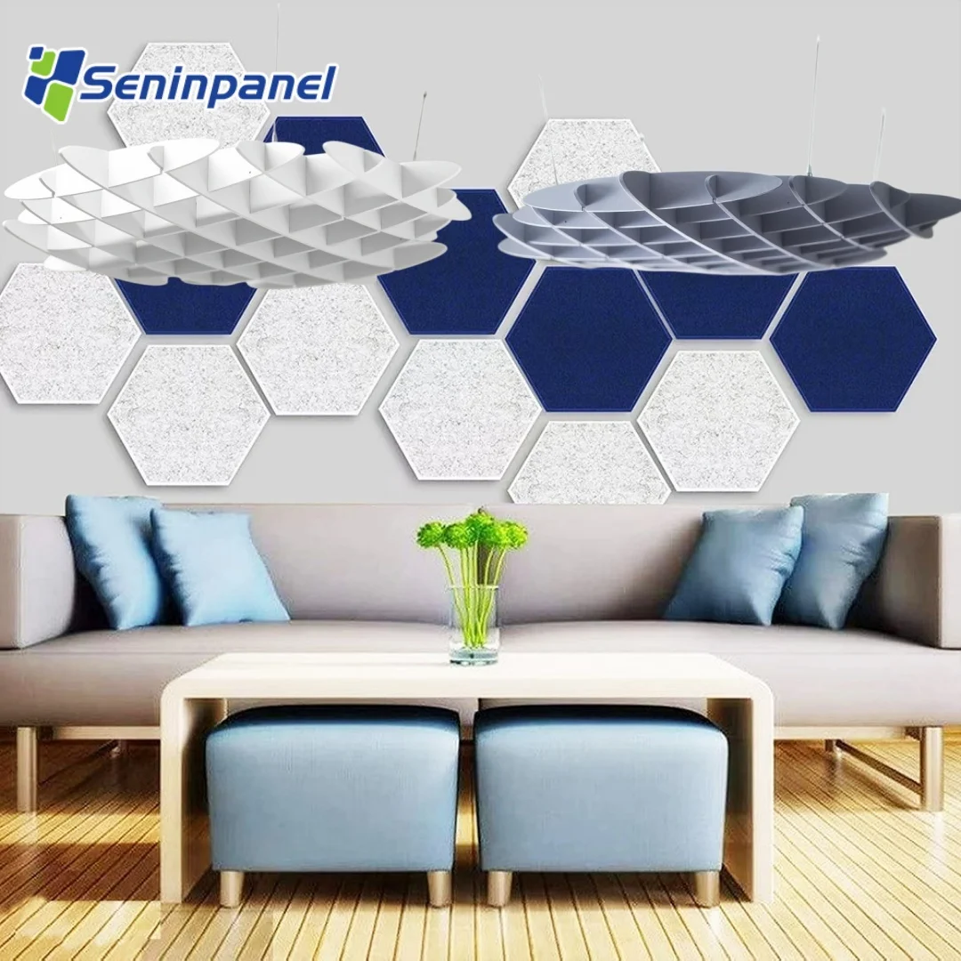 Seninpanel PET Acoustic Ceiling Panels Lightweight Dustproof Soundproof Panels For Offices Hanging Acoustic Panels On Ceiling