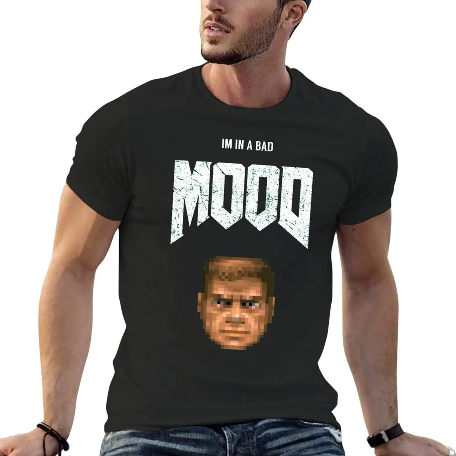 Bad MOOD Essential T-shirts Cute T-shirt Crewneck  Sports  Funny Novelty Leisure Eur Size image 5