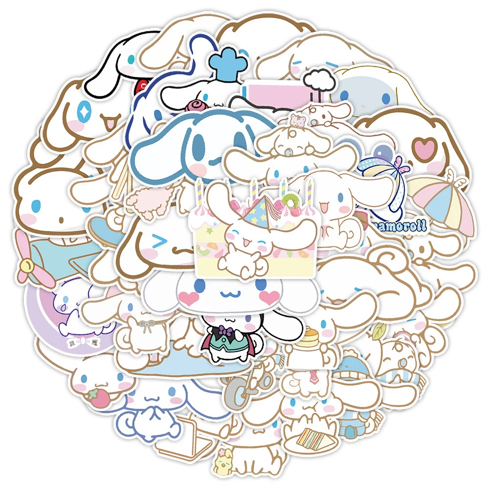 

10/30/50pcs Funny Kawaii Cinnamoroll Stickers Cartoon Cute Kids Toy Decals Decoration DIY Fridge Skateboard Sanrio Sticker Gift