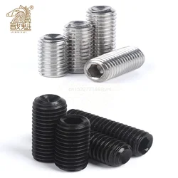 50pc M2 M2.5 M3 M3.5 M4 M5 M6 DIN916 304 stainless Black grade 12.9 steel Hex Hexagon Socket Allen Cup Point Grub Screw Set Bolt