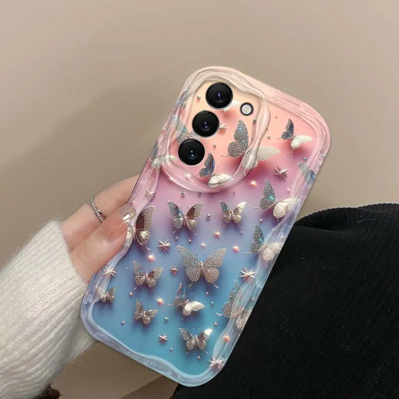 لون فراشة الحصان شعبية لسامسونج S25 S24 S23 S22 S21 S20 A04 A05s A05 A06 الترا زائد FE 5G موجة النفط جراب هاتف #4