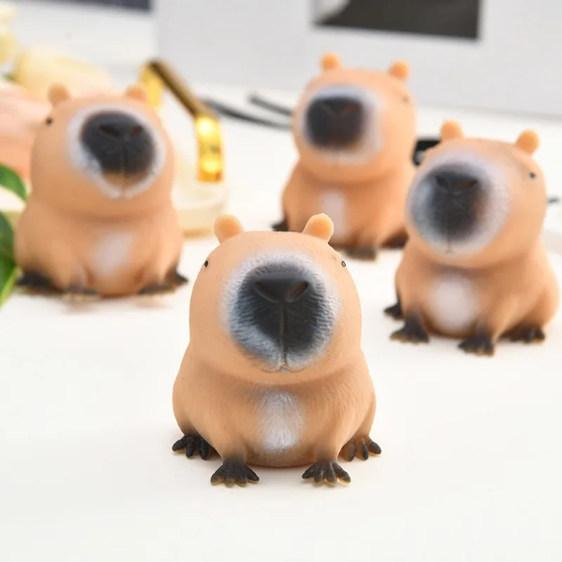 Mini capivara pitada estátua extensível squeeze fidget capivara estatuetas macio dos desenhos animados figura animal decoração de casa presente criativo