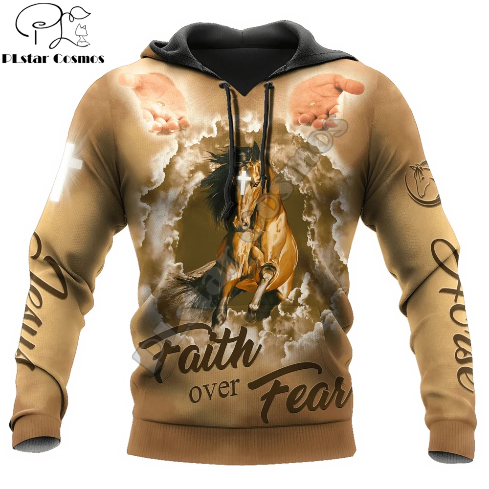 

PLstar Cosmos Jesus and Horse Faith over Fear 3D Printed Men's Hoodie Autumn Unisex zipper Hoodies Casual Sportswear DW1001