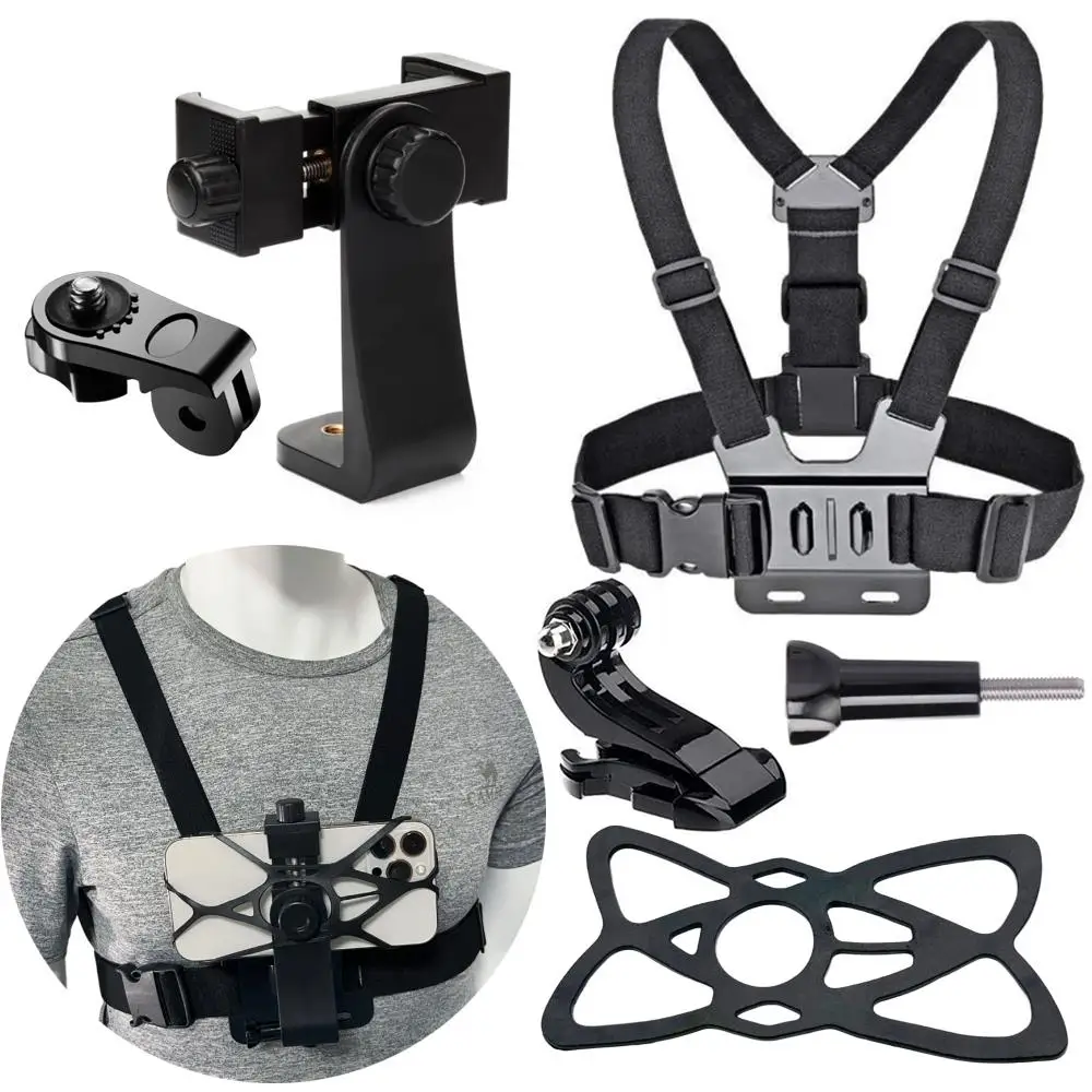 7-in-1 Action Camera Accessories Set Phone Head Strap Chest Strap Mount Adjustable POV Shooting For GoPro Hero 13 12 11 10 Phone