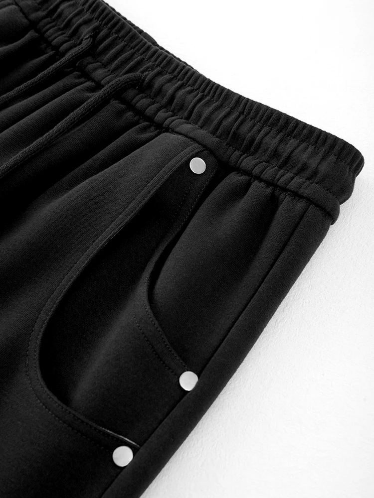 Calça de moletom feminina de cintura alta e pernas largas primavera outono casual calças soltas com dois bolsos versátil diária