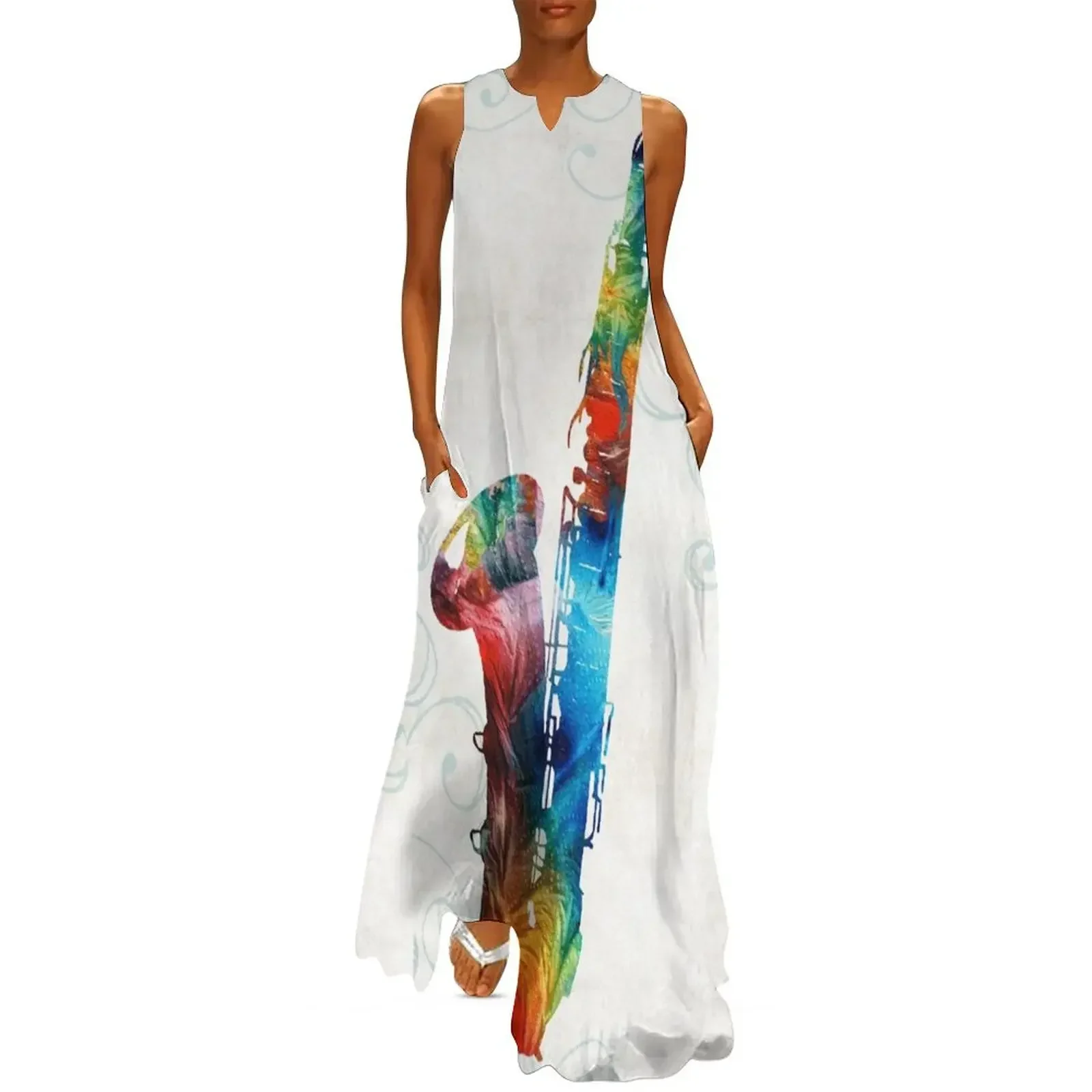

Colorful Saxophone 3 by Sharon Cummings Long Dress luxury women's party dress evening prom dress for woman