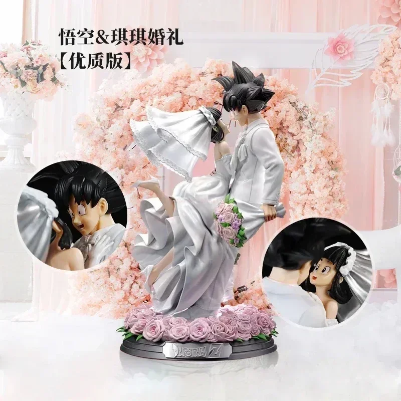 2024 31cm Dragon Ball Anime Action Figure Gk Son Goku And Chichi Marry Wedding Handmade Collection Model Statue Edition Toy