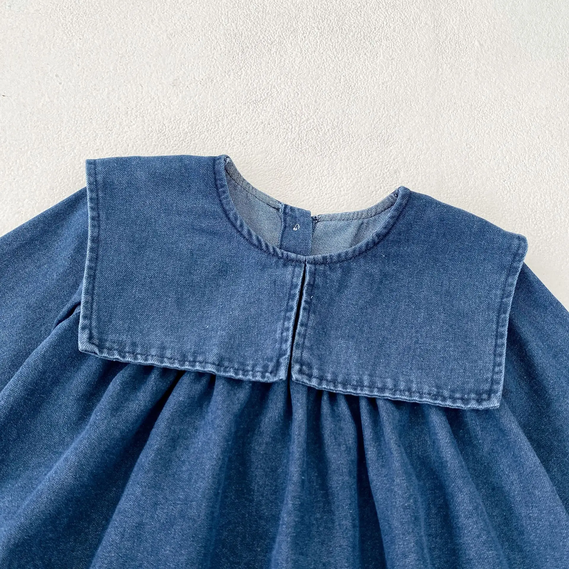 Ins Autumn Dress Children\'s New Fashion Versatile Dress Girls\' Denim Dress sisters Dress Cute Wear Large Fold Collar Skirt