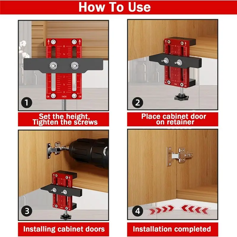 HRBAJ-Adjustable Cabinet Door Installation Positioner, Cabinet Door Mount Locator Versatile Hardware Jig For Woodworking