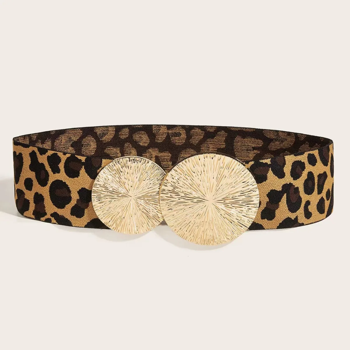 Women's Elastic Wide Waist Seal Leopard Fashion Metal Buckle Dress Coat Decoration Corset Belts for Women Ladies Waist Belt