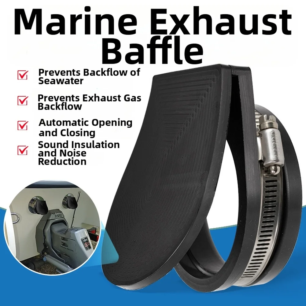 

2PCS Marine Exhaust Flapper Valve with Clamp for Backflow Prevention and Noise Reduction in Marine Exhaust Systems