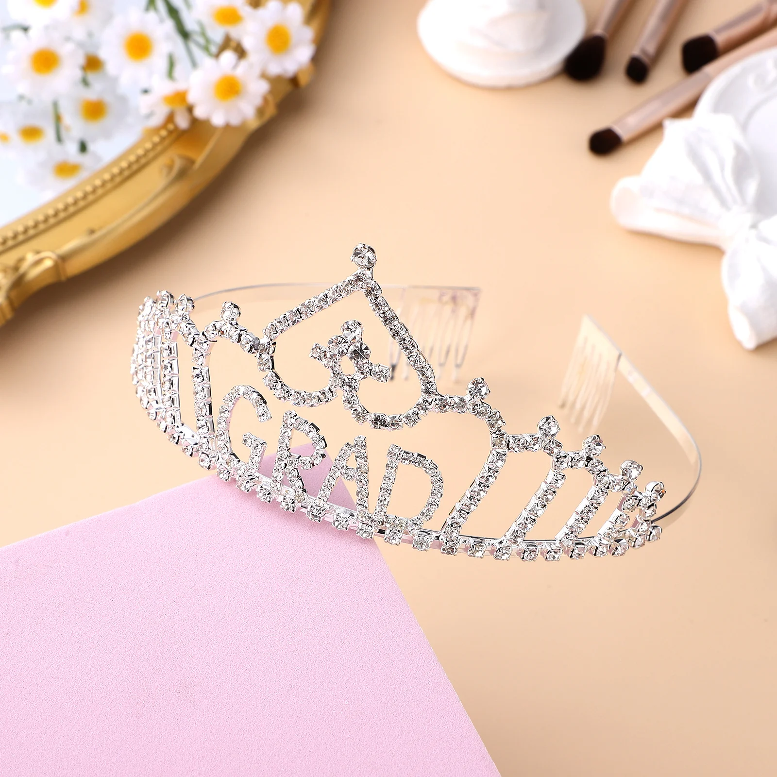 

1 шт., свадебная корона со стразами, свадебный головной убор из сплава, серебряный элегантный аксессуар для волос, расческа для женщин и девочек, свадебная корона