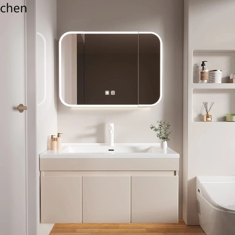 O3-Cream Wind Honeycomb Aluminum Bathroom Cinet Combination Ceramic Integrated Basin Cinet Washbasin Cinet