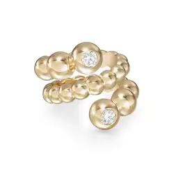 Altın renk kadın yüzükler çerçeve seti kıvılcım CZ üçlü Wrap geometrik yuvarlak top bantları parmak takı