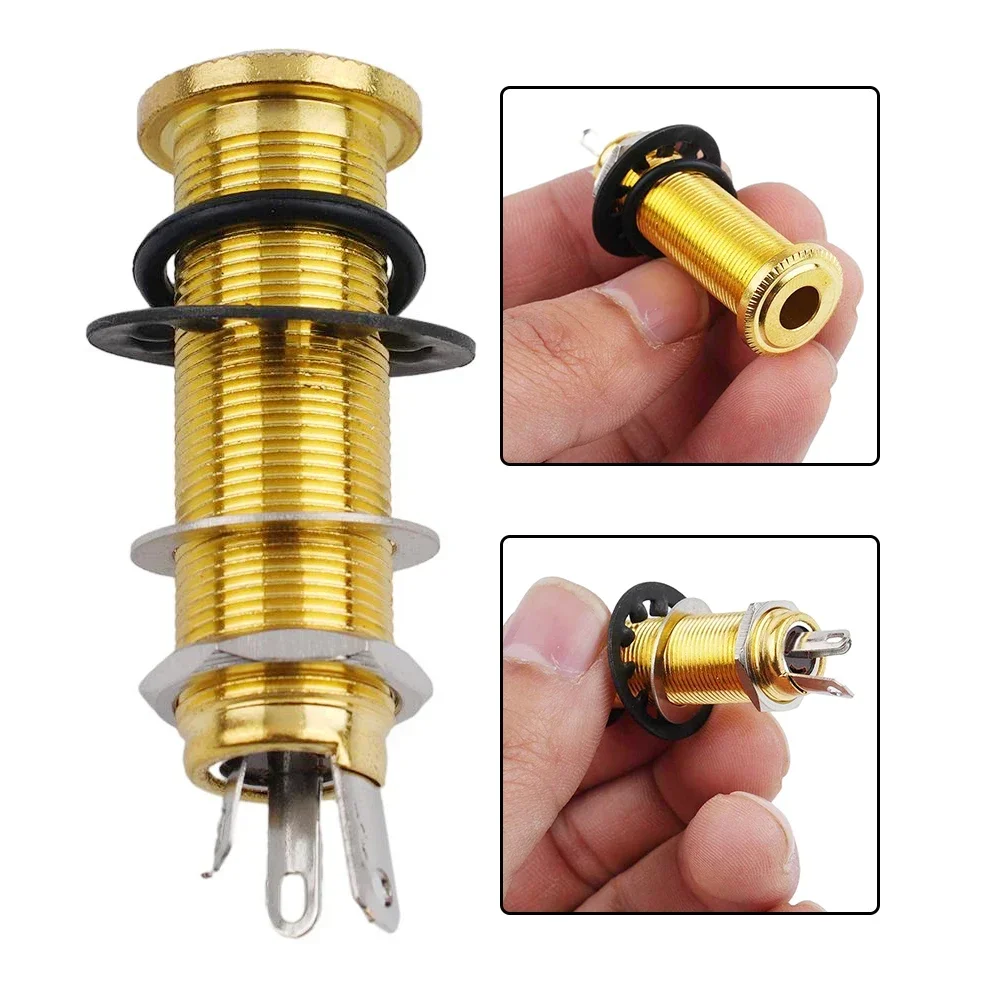 Hot Electric Guitar Hot Electric Guitar Bas Stereo Output Input 1/4 Inch Jack Socket Plug Brass Straight Ribbed Tube Style Jack