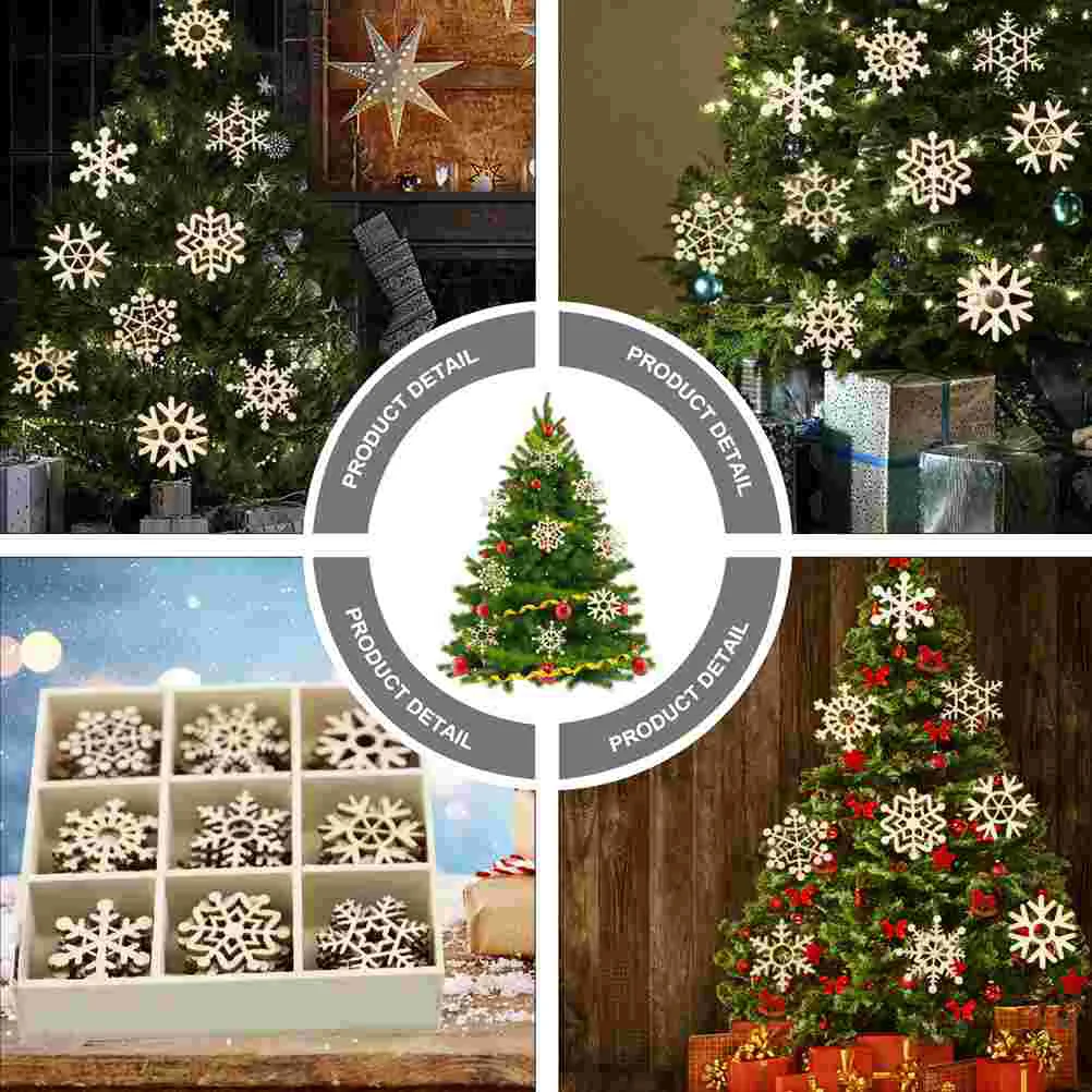 72 Pcs 1 Set Distinctive Graffiti Supplies Household Wooden Chips (Snowflake) wooden DIY pendants Graffiti pendants