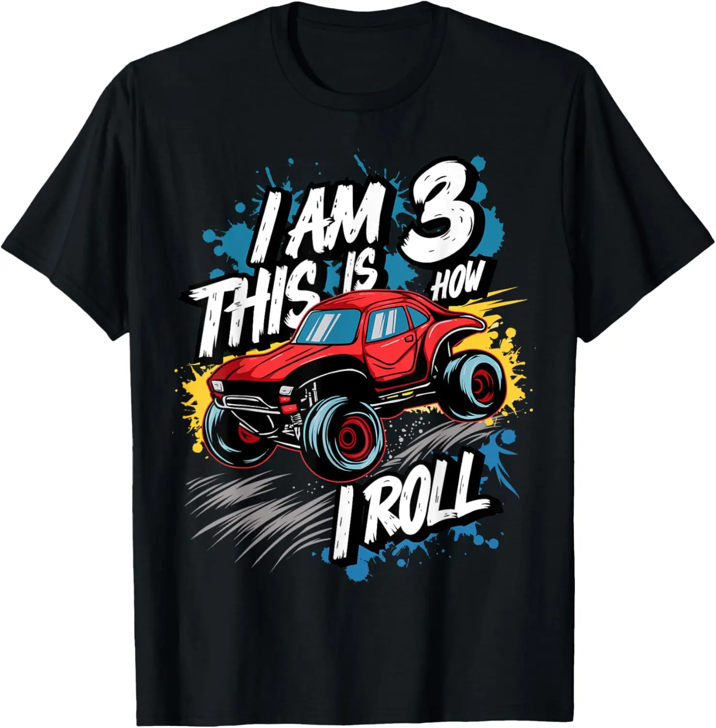 3 Year Old 3rd Birthday Boy Monster Truck Car T-Shirt