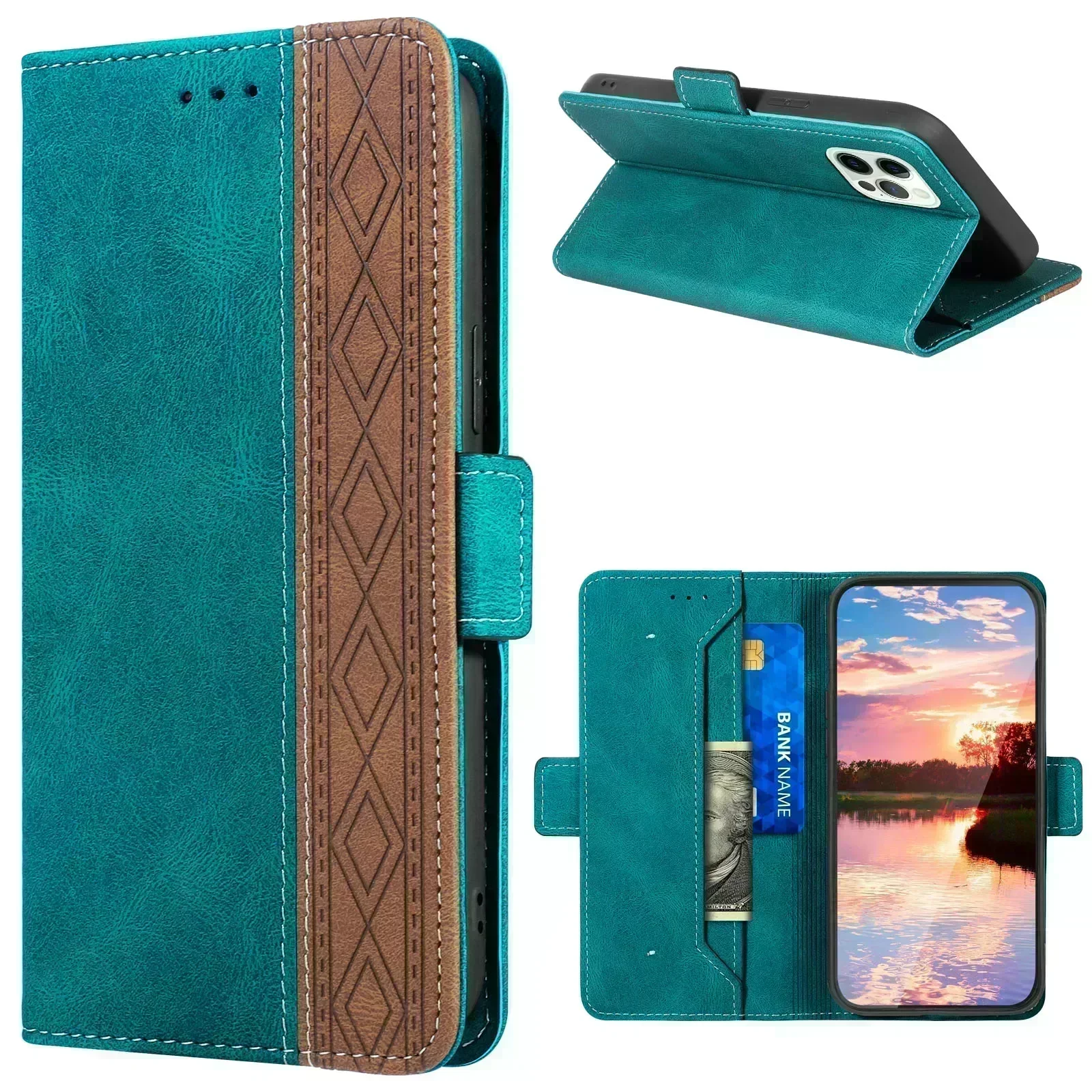 Anti-theft Leather Wallet Cover For iPhone 15 14 13 12 Mini 11 Pro Max X XR XS Max 7 8 6 6s Plus SE 2020 Stand Flip Wallet Case