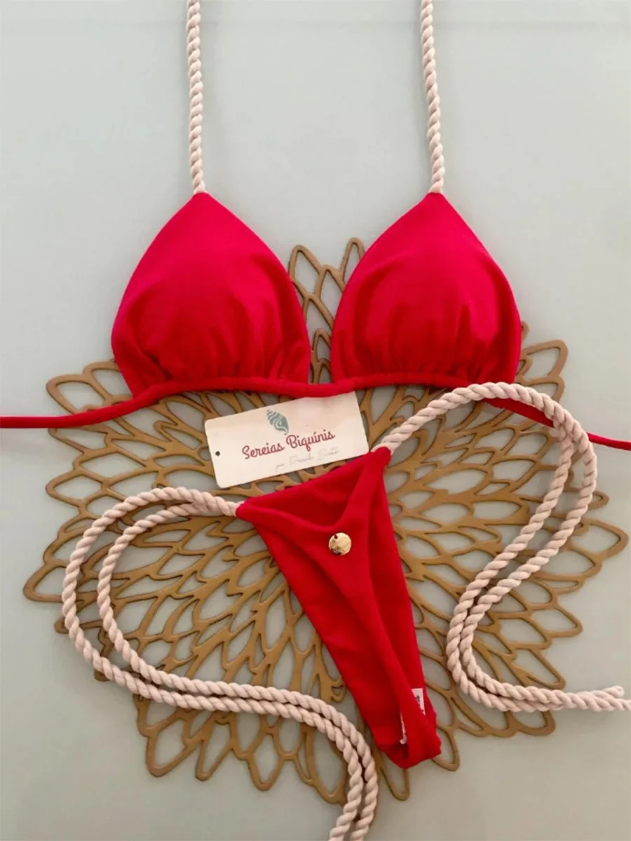 

Push Up Bikinis 2025 Sexy Women Swimsuit Bandeau Swimwear Micro Bikini Set Red Beachwear Brazilian Biquini Female