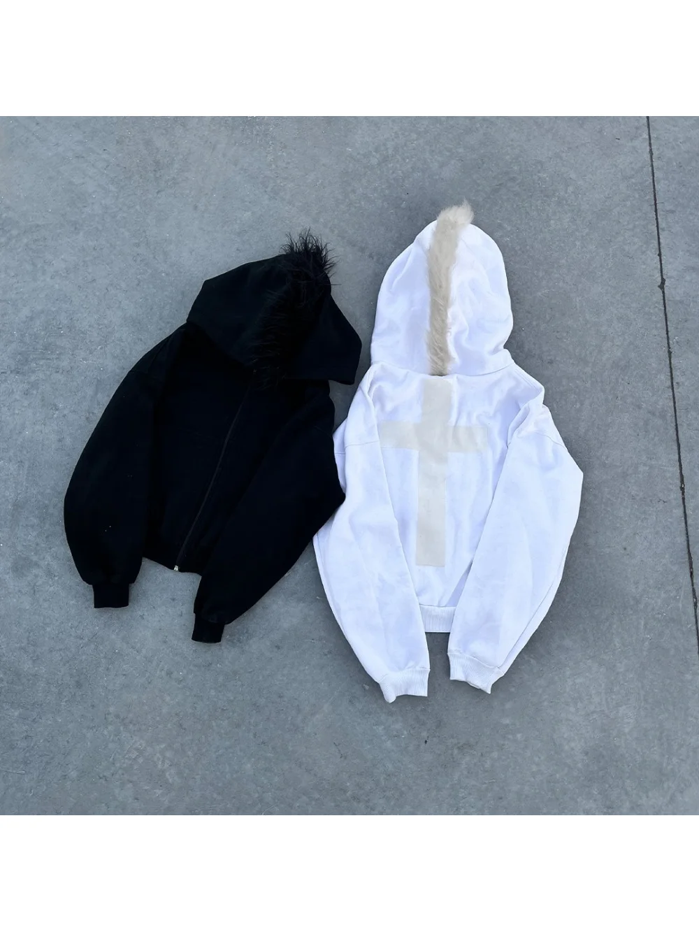 Codzienna bluza z kapturem, kardigan, wzór z naklejkami krzyżowymi, luźna kurtka z kapturem, trend amerykański jesień-zima 2025