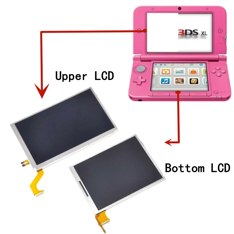 Original New Console LCD Display For 3DS XL Replacement Upper Digital Screen and BottomLCD Screen For 3DSXL