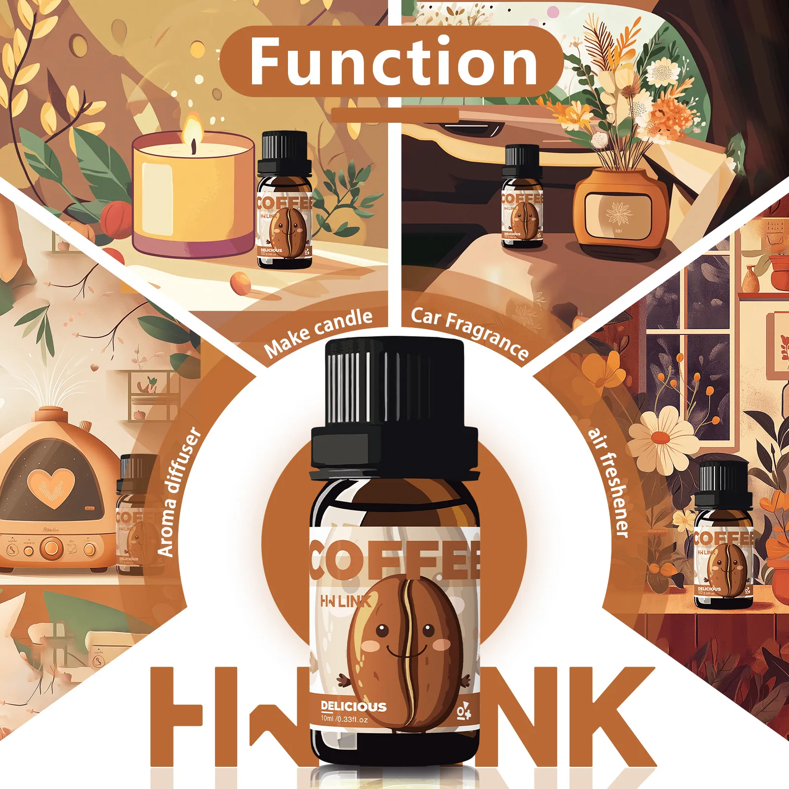 10ml Coffee Fragrance Oils For Humidifier Diffusers Home Yoga,Car Long-Lasting Fragrance