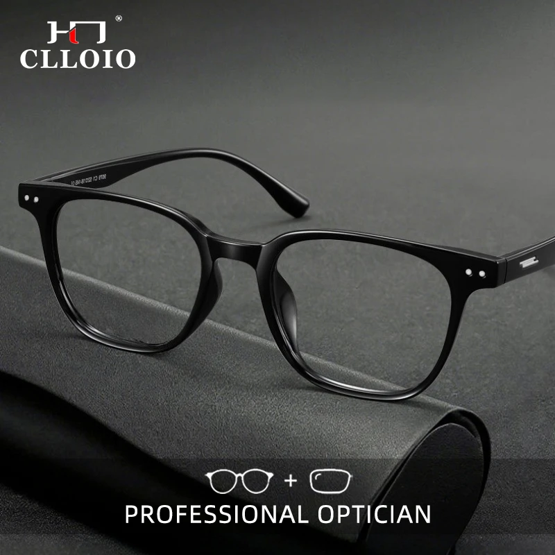 

CLLOIO New Fashion Transparent Reading Glasses TR90 Round Frame Titanium Temple Anti Blue Light Progressive Prescription Eyewear