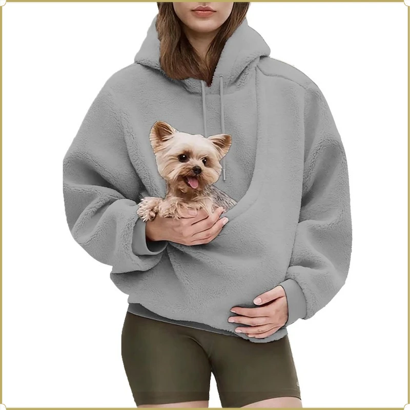 New Style Parent-Pet Matching Hooded Sweatshirt Soft Warm Fleece Loose Casual Clothes for Human Small Dog Cat Outdoor Travel