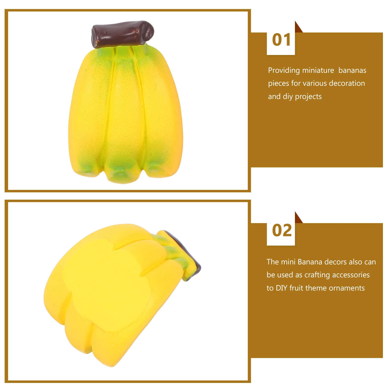 24Pcs Simulation Mini Bananas Yellow Resin Artificial for Dollhouse Decoration Micro Scene Fruit Accessories Faux Food