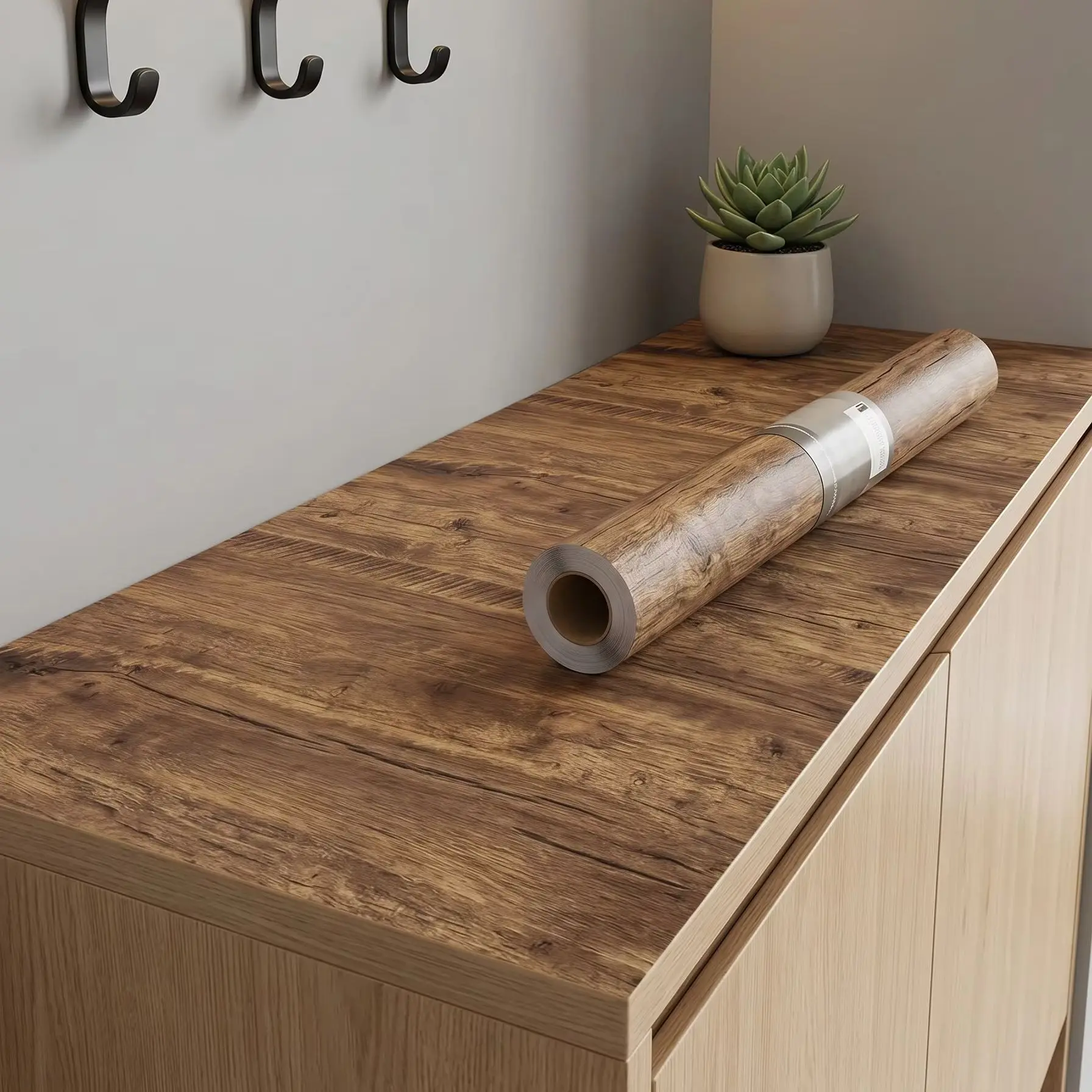 Brown Wood Grain Peel Stick Vinyl Contact Paper Removable Waterproof Film For Kitchen Cabinet Table Furniture DIY Home Renovatio