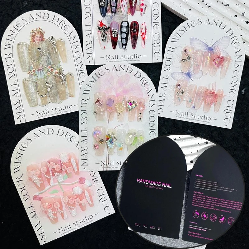 50Pcs Papier Drücken Sie Auf Nagel Unten Karton Karten Nail art Display Board Maniküre Paket Karte Foto Requisiten Karte Falsche nagel Tipps