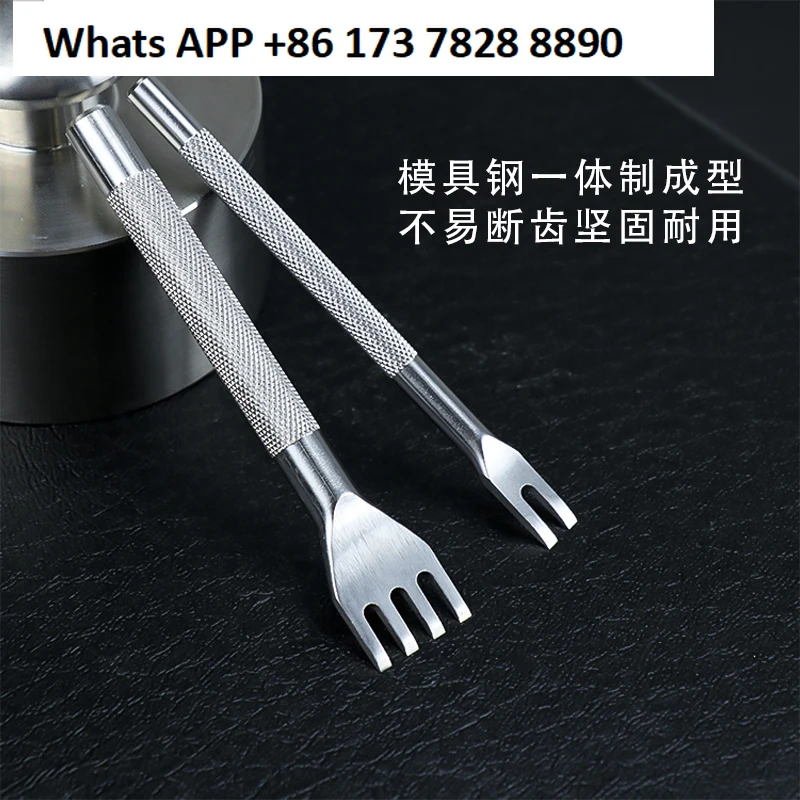 One word flat cut, leather woven cut, handmade DIY flat round leather rope perforated woven punching 1/2/4/6 tooth set