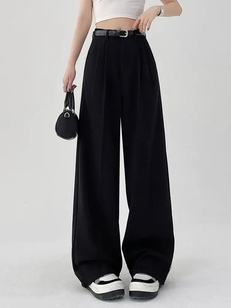 HOUZHOU Vintage Baggy Woman's Suit Pants Classic Korean Fashion Office Oversized High Waist Trousers Harajuku Elegant Female