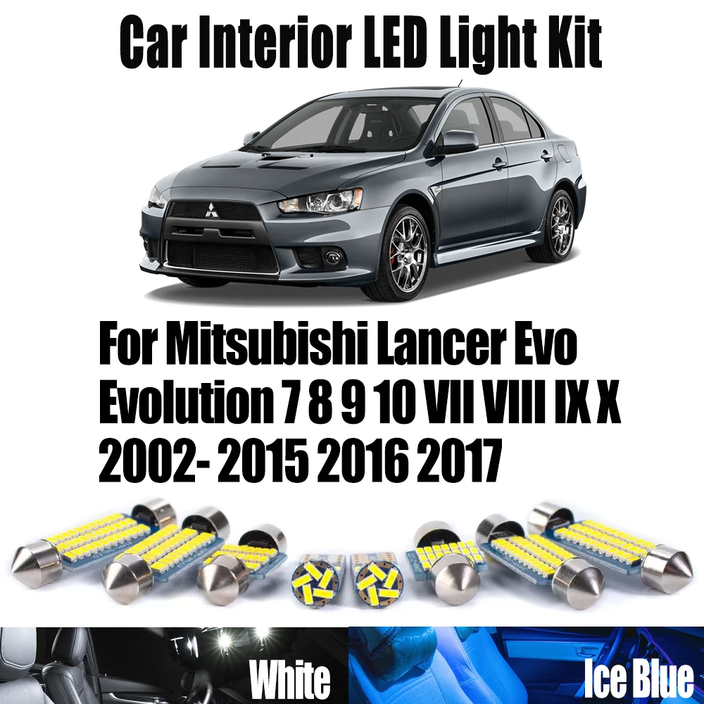 Canbus Car Interior Light License Plate Bulb Kit For Mitsubishi Lancer Evo Evolution 7 8 9 10 VII VIII IX X 2002- 2015 2016 2017