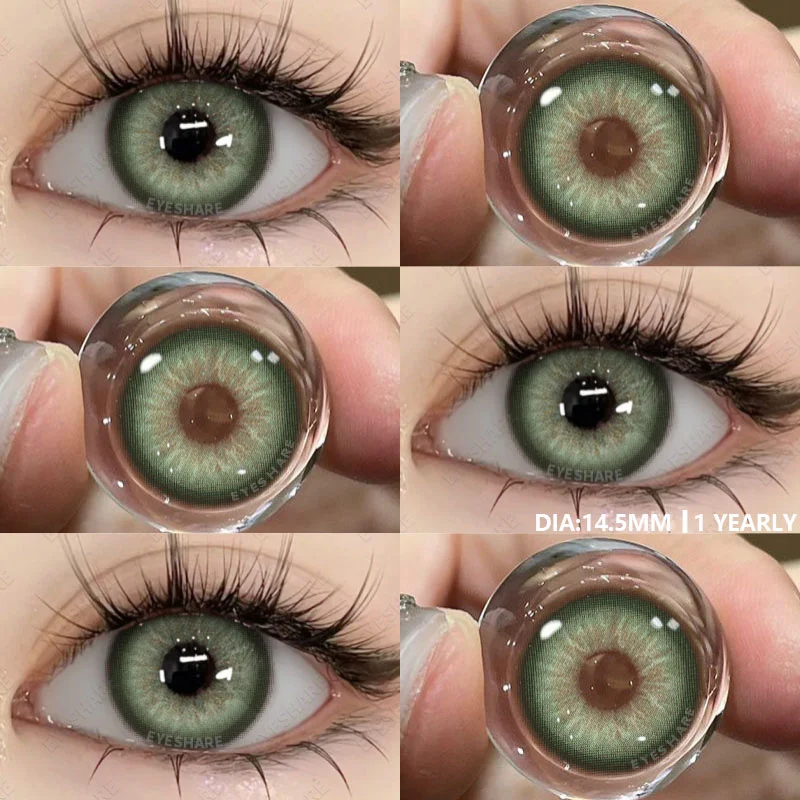 EYESHARE Colored Contact Lenses 1pair Natural Eye Lens Blue Eye Lenses Brown Lenses Gray Pupils Yearly Cosmetic Green Contacts