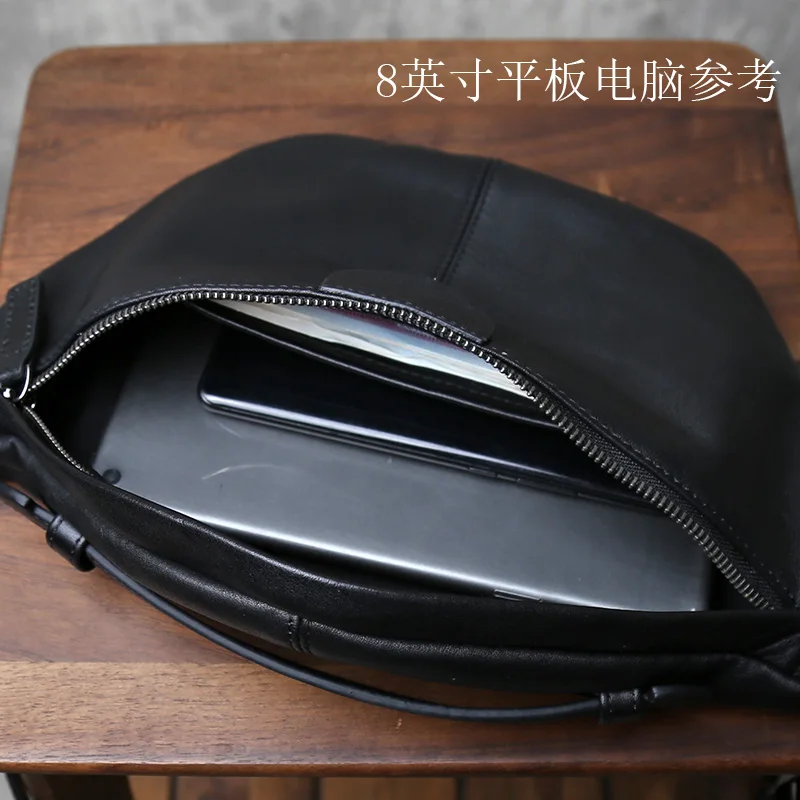 First Layer Cowhide Chest Bag Men's Bag Multifunctional Leather Waist Bag Casual Shoulder Crossbody Bag Trendy Bag