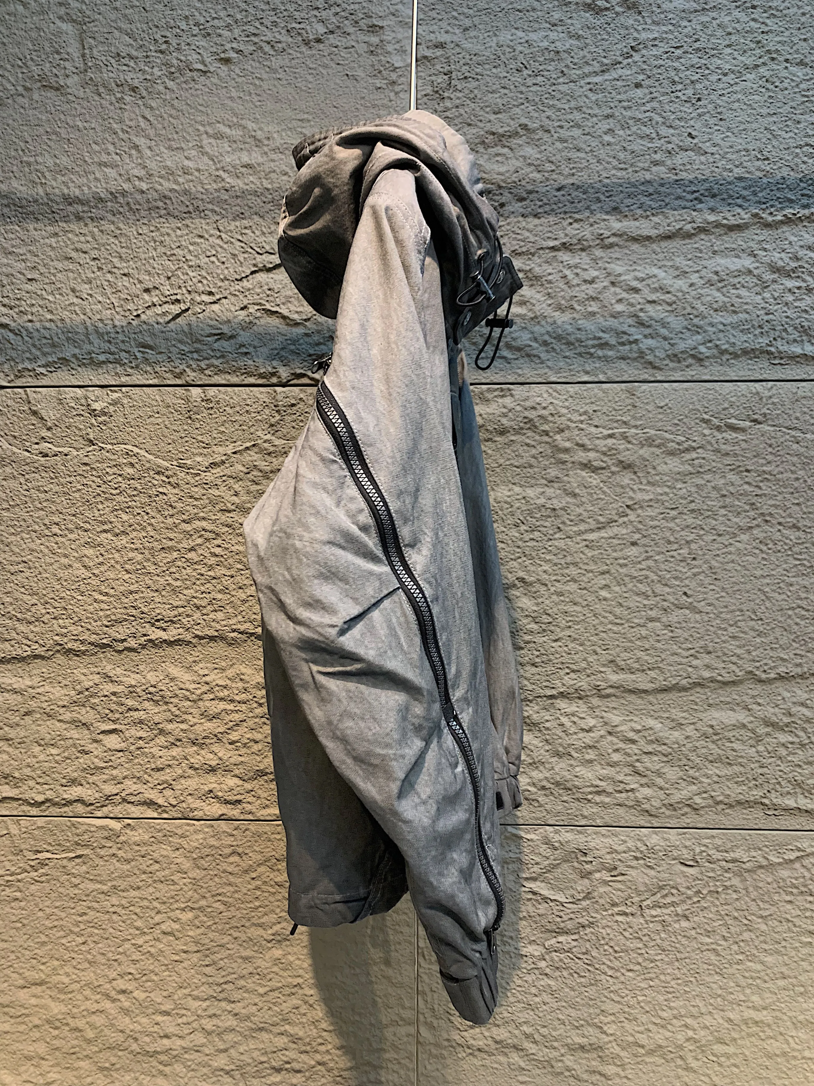 Heavy Wasteland Structure Hooded Washing Machine Wind Super Handsome Distressed Gray Men's Jacket