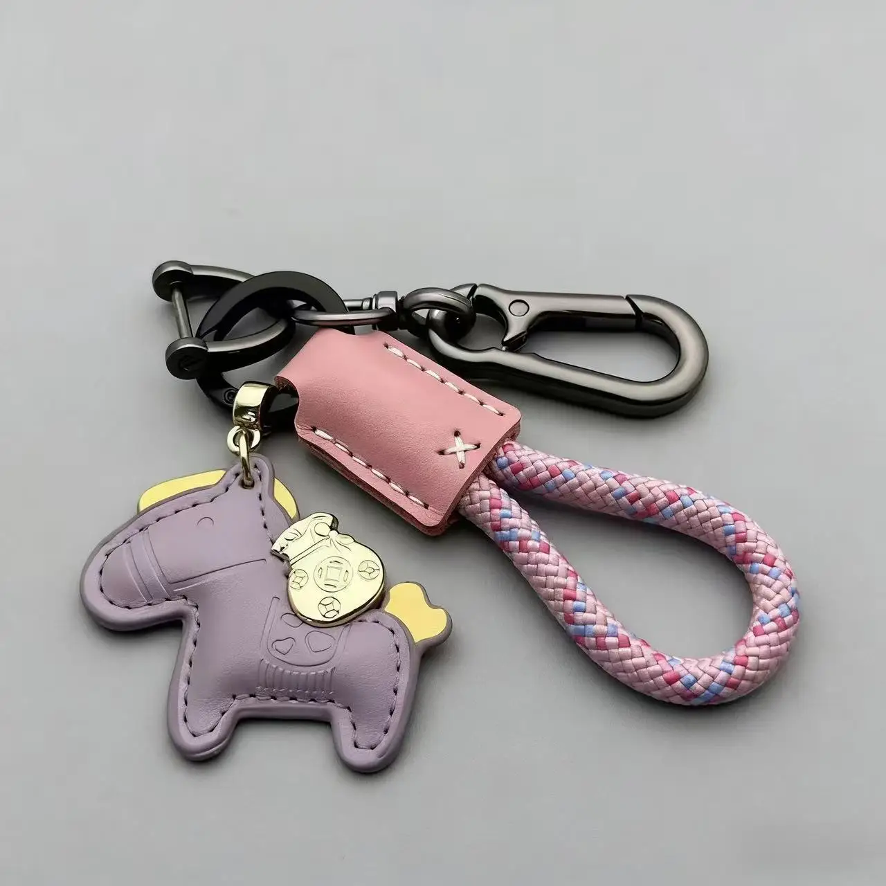 Custom Name Horse Braid Rope Leather Car Keychain Man Woman Laser Personalized Logo Pony Key Chain Ring Bag Keyring Lanyard