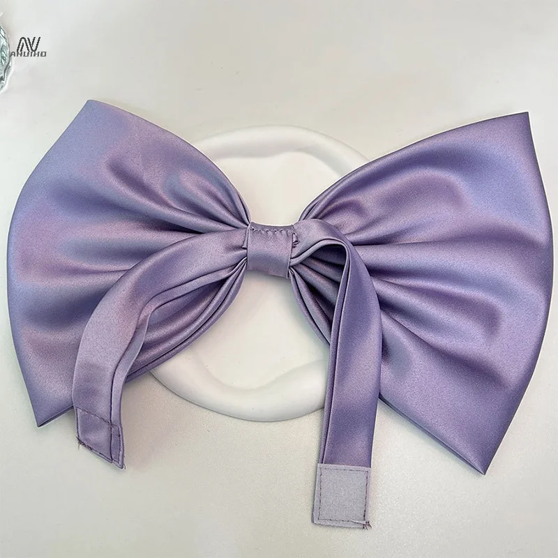 Purple Big Bowknot Collar Women Choker Fashion Sexy Female Necklace Cosplay Dinner Party Wedding Costume Accessories