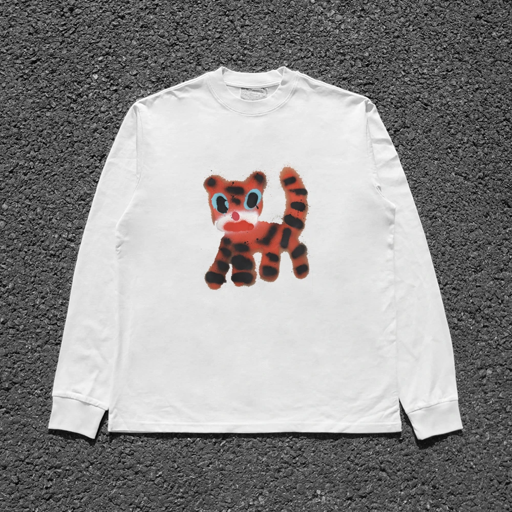 Heavily Weighted 260G Long Sleeve Loose Fit Student Sports T-Shirt Artist Series Childhood Ins Style Casual Wear