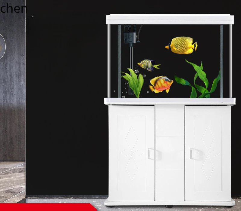 

HXL fish tank with bottom cabinet household water-free glass goldfish tank landscaping full set with oxygen aquarium