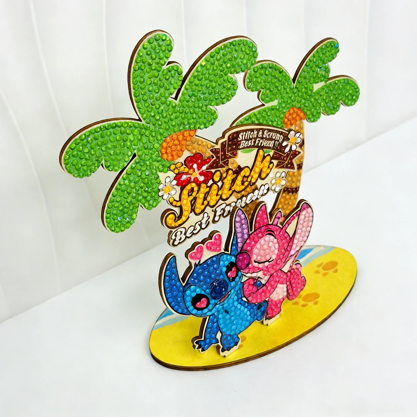 

3D Cartoon Figure Diamond Painting Kit Wooden DIY Heart Ornament Birthday Gift for Kids Home Decoration