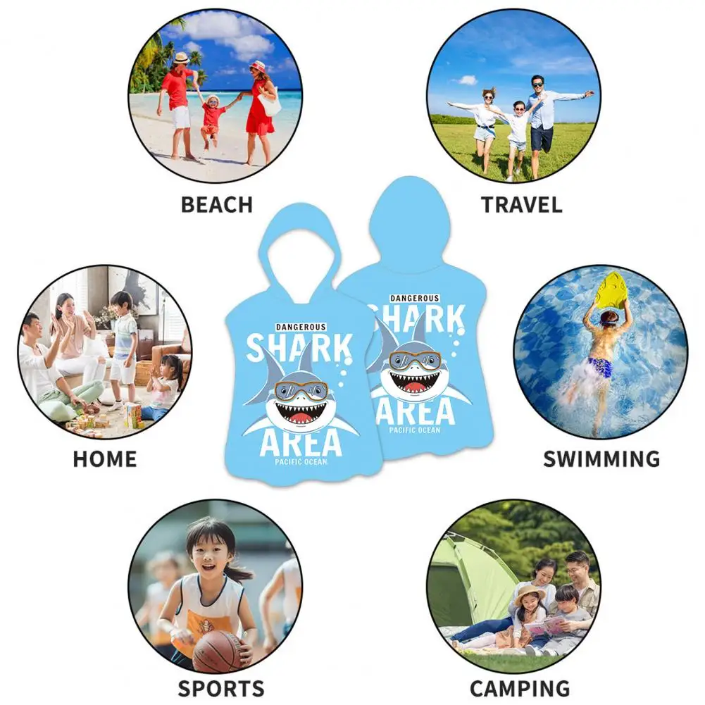 Jubah mandi anak, ponco handuk pantai bertudung motif kartun untuk berenang Super cepat kering untuk Ultimate