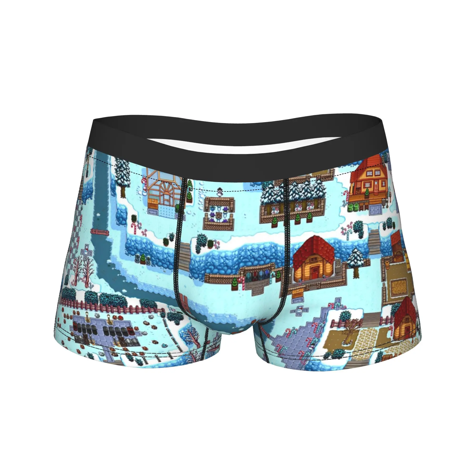 

Men Stardew Valley House Map Snow Underwear Management Games Novelty Boxer Briefs Shorts Panties Mid Waist Underpants Plus Size