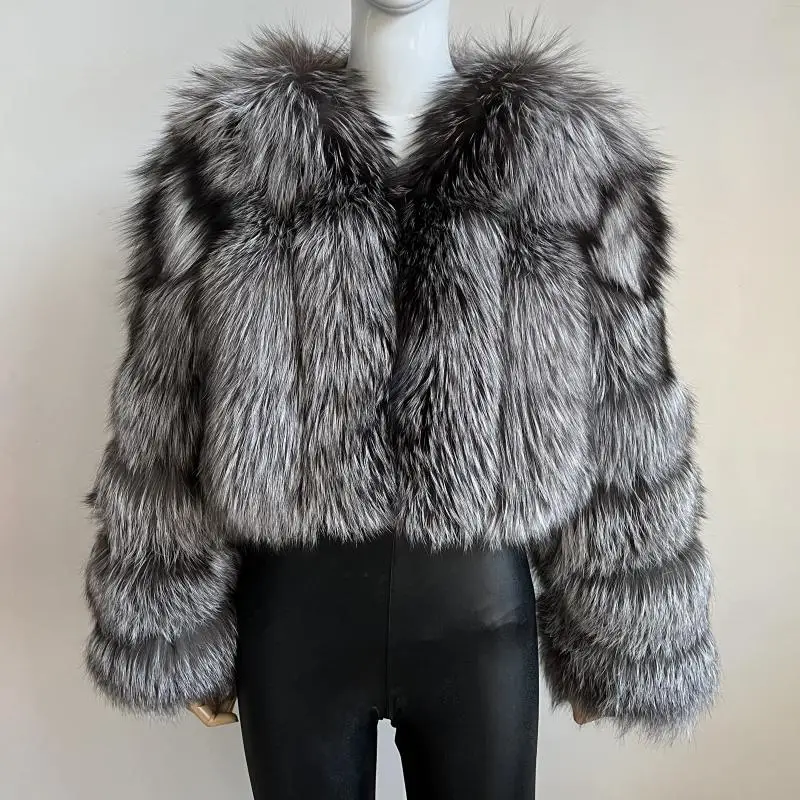 2023Real fur, New Short Style Real Fox Fur Coat Winter Woman Natural Warm Fashion Luxury