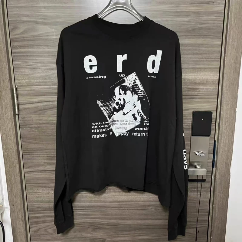 Spring Autumn Enfants Long Sleeve T-shirt Photo Illustration Printed Letters Graffiti Pullover ERD Round Neck Hoodie Men Women