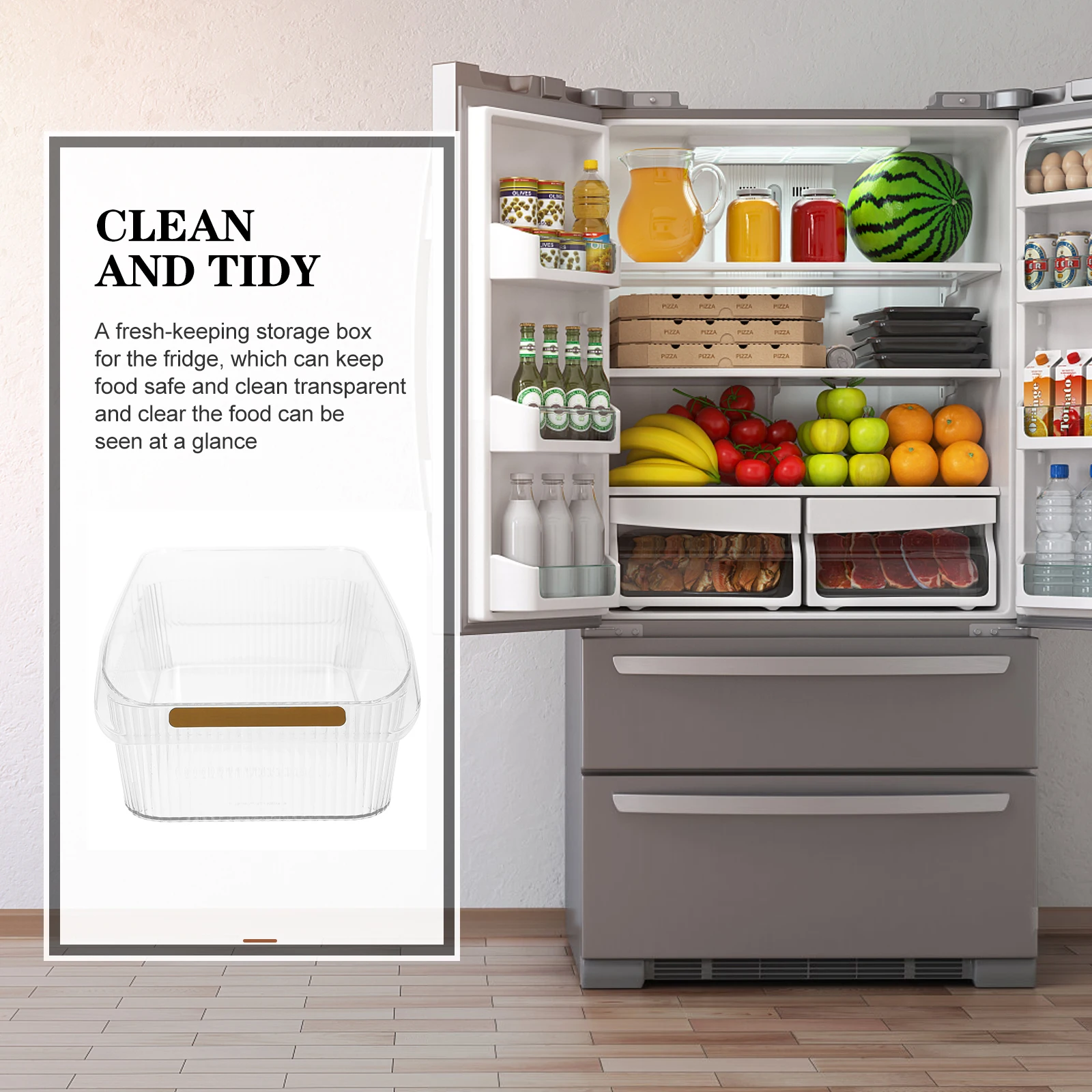 

Refrigerator Vegetable Box Sturdy Transparent Storage Container for Fridge Organizing Holder Fresh Preserving Case