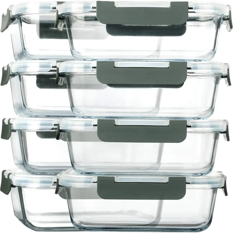 

[8-Pack,29 oz] Glass Meal Prep Containers,Glass Food Storage Containers,Airtight Glass lunch Containers with Lids